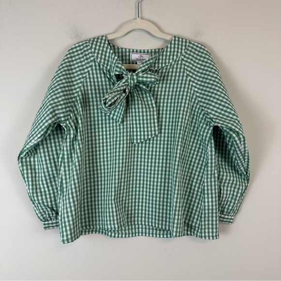 CPC Childrenswear | Green Tie Neck Gingham Long Sleeve Top Size 6 NWT - Picture 1 of 7